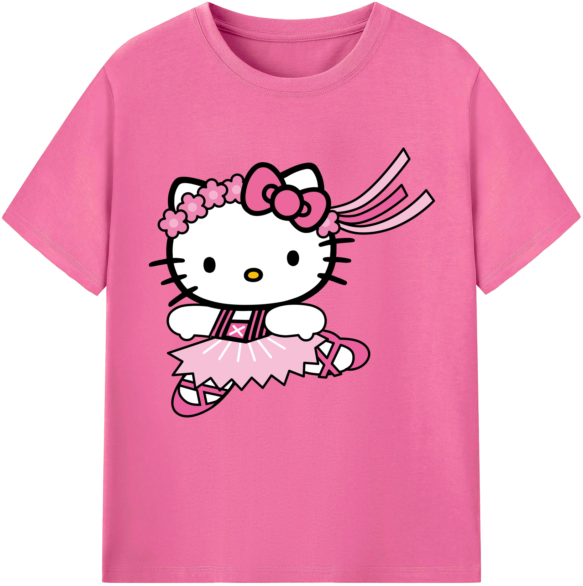 （画像用） Hello Kitty ハローキティ レディースカジュアルプリントTシャツ（綿100％）
